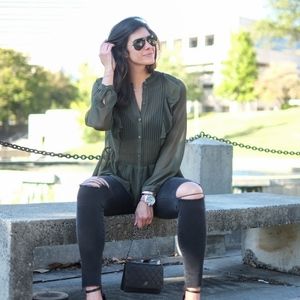 sheer blouse with ruffle detail